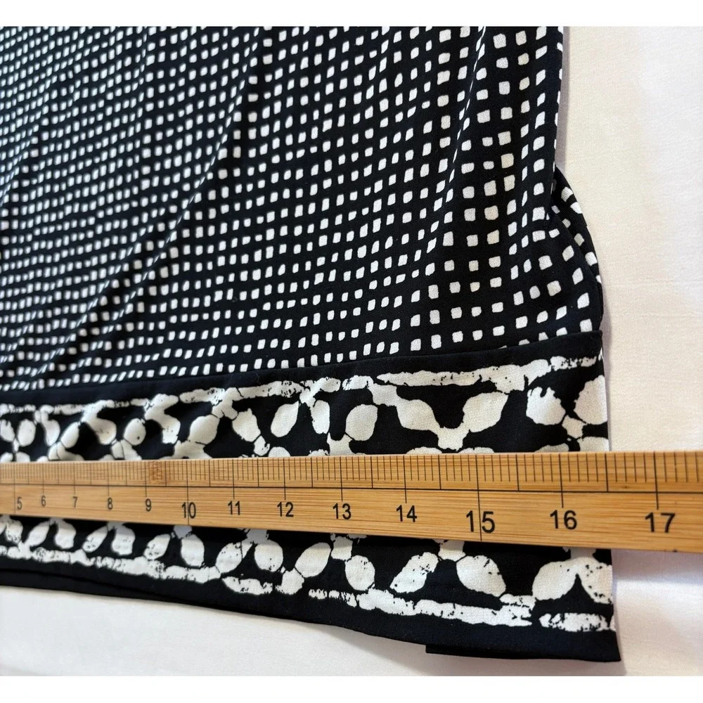 Michael Kors Black White Geometric‎ Print Maxi Long Sleeve Bodycon Dress Sz XS